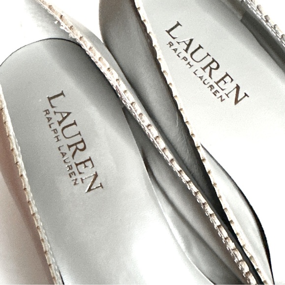 Lauren Ralph Lauren Scallop Pumps 7 Block Heel Gray - Picture 3 of 8